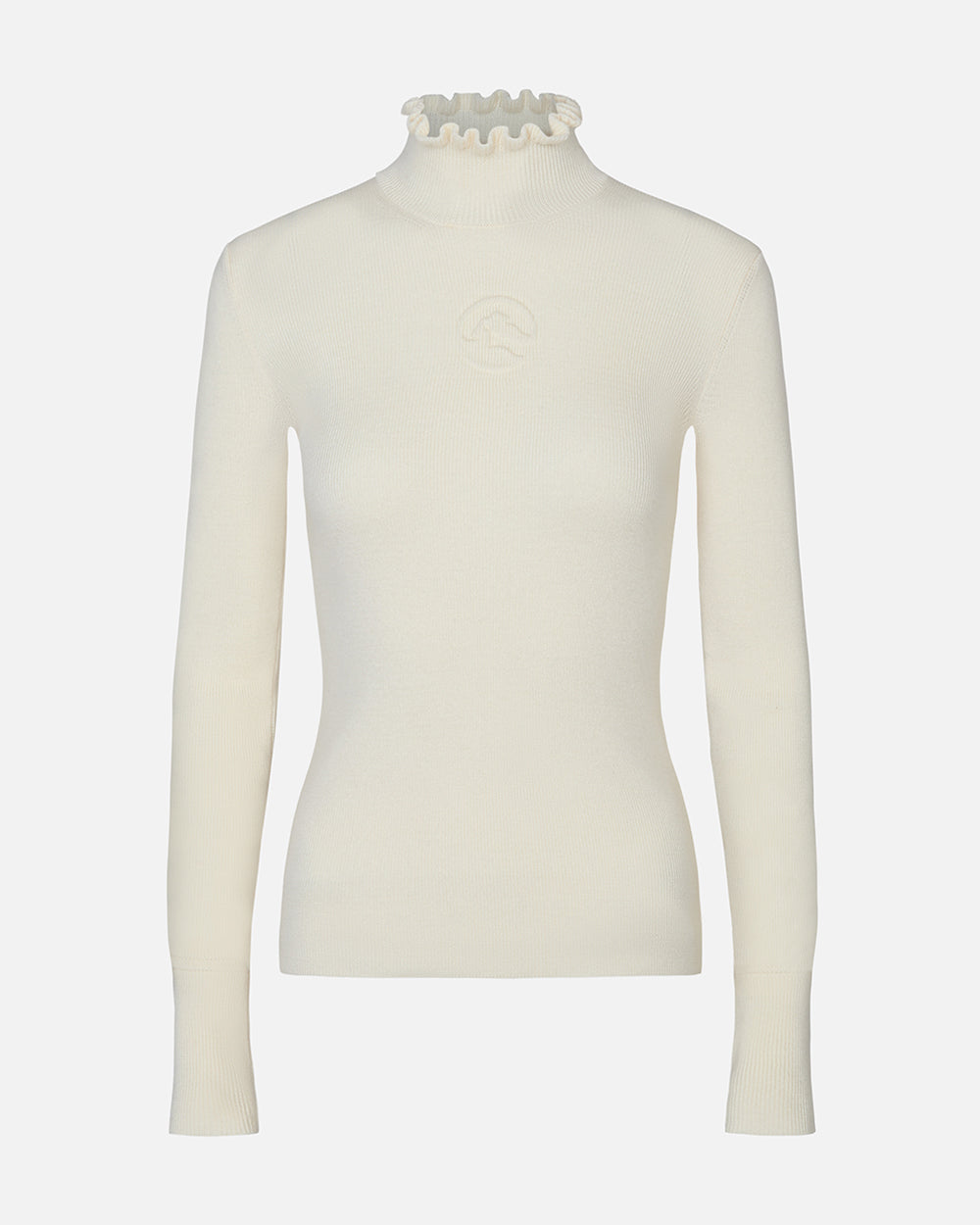 White turtleneck sweater on a light gray background #color_alabaster