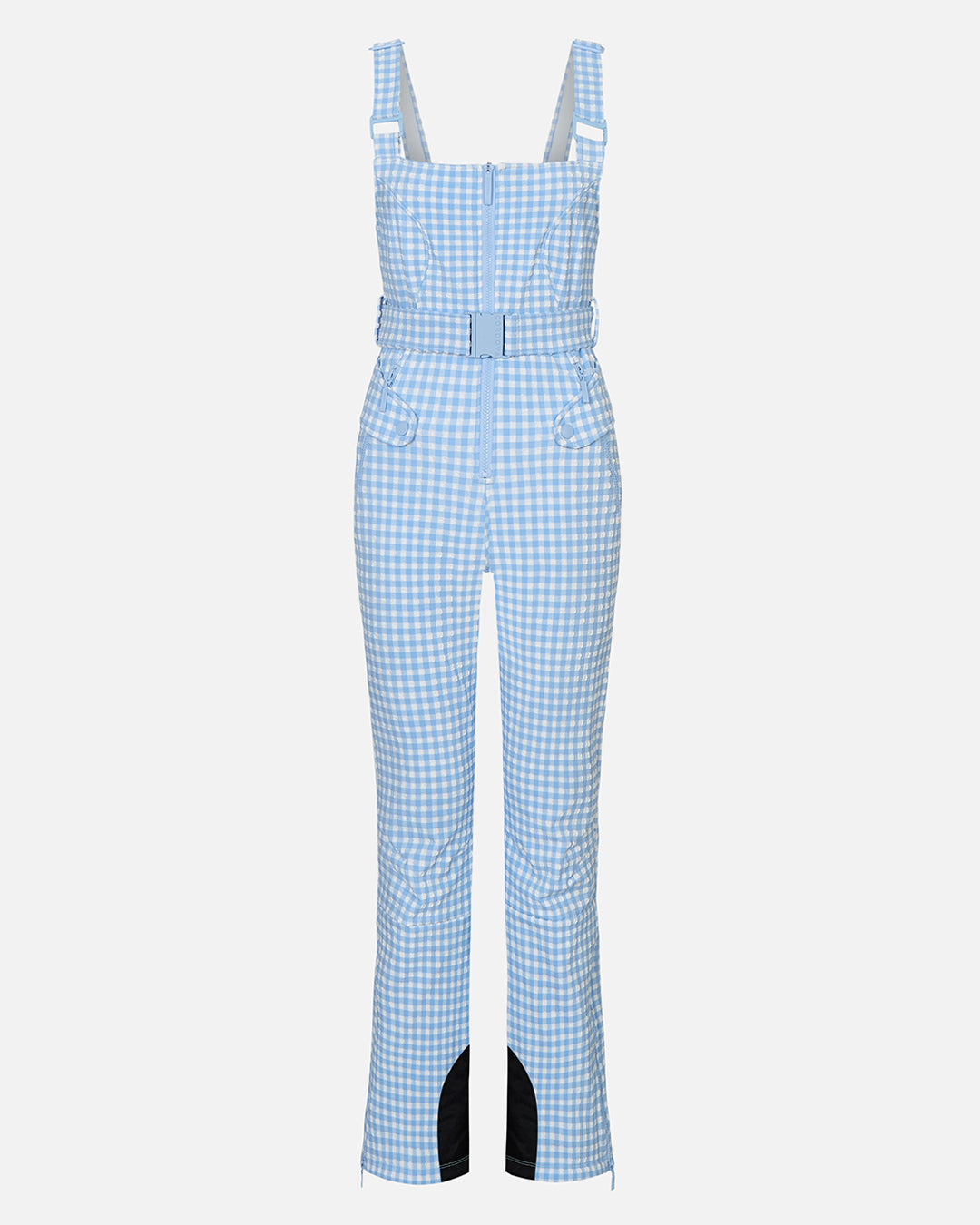 Blue checkered jumpsuit on a white background #color_cerulean gingham