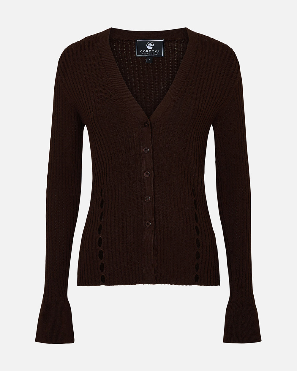 Brown cardigan on a white background #color_chocolate