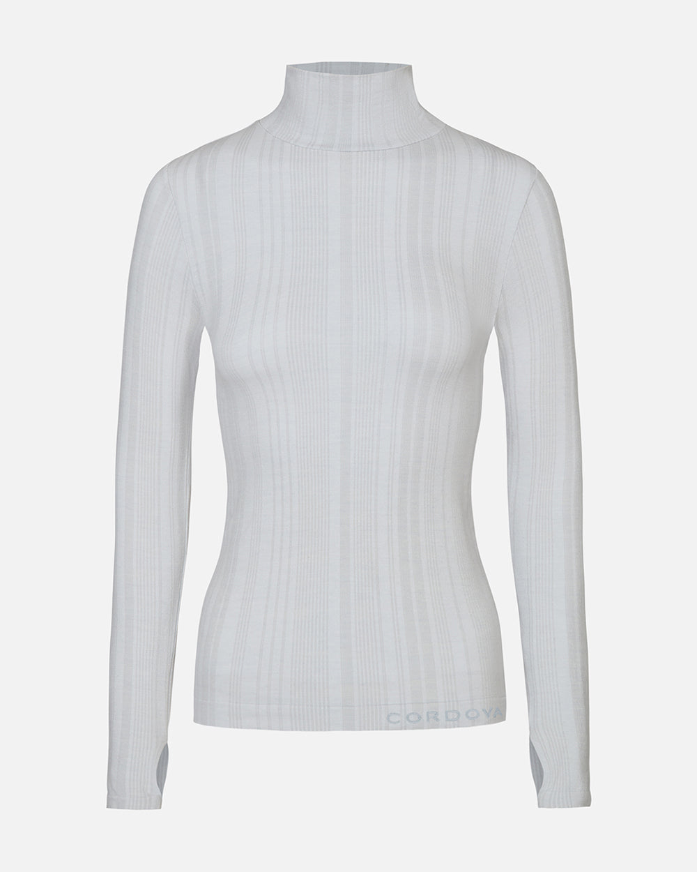 Smoke colored ribbed turtleneck sweater on a light gray background #color_smoke