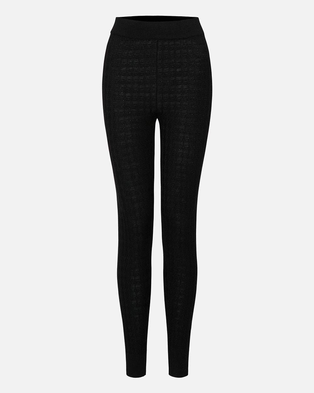 Black textured leggings on a white background #color_onyx