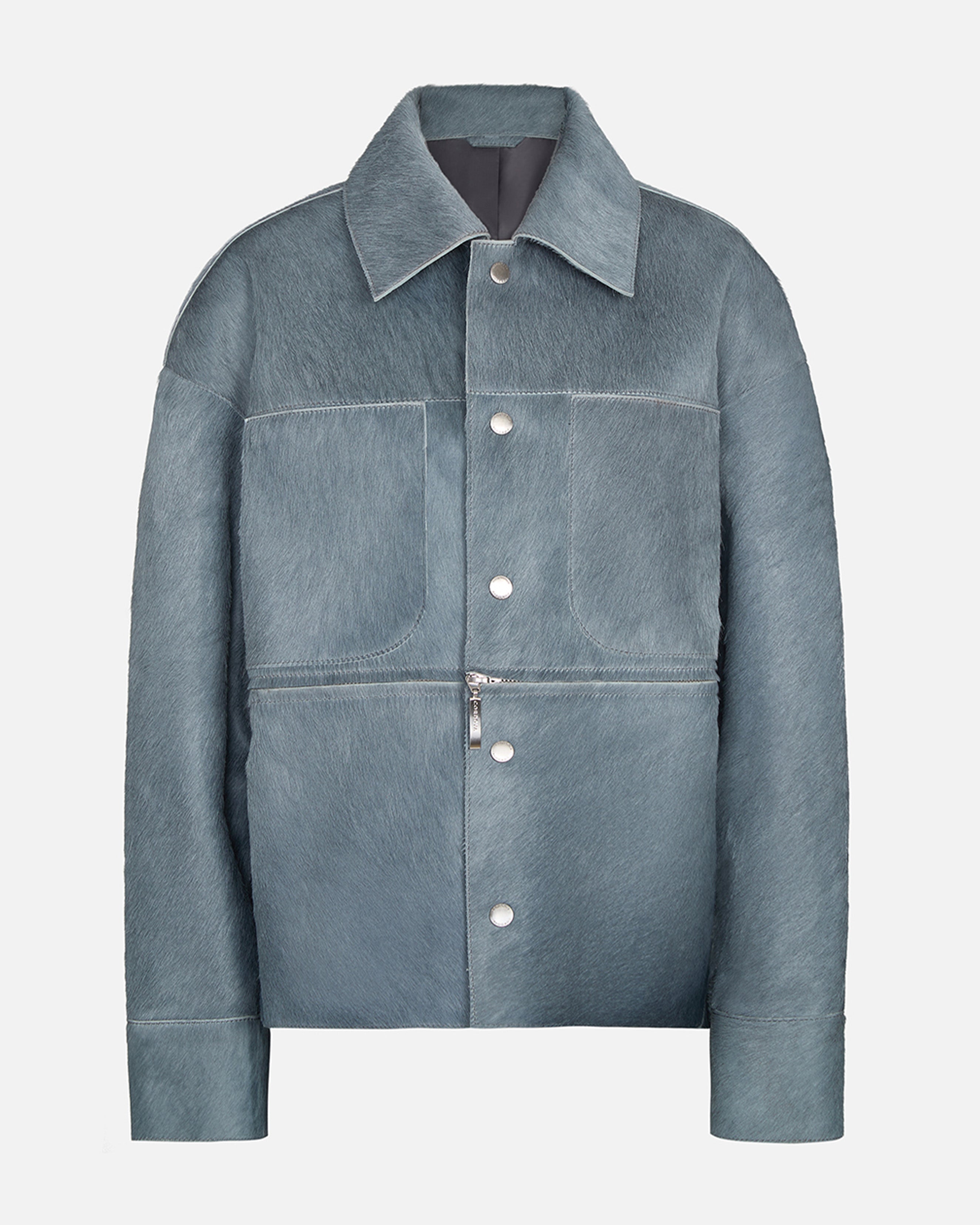 Storm blue cowhide jacket on a light gray background #color_storm