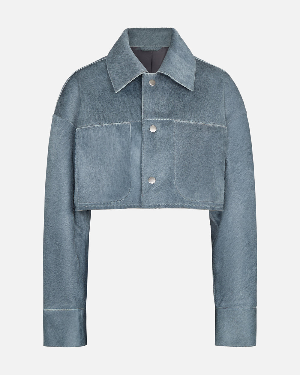 Storm blue cowhide jacket on a light gray background #color_storm