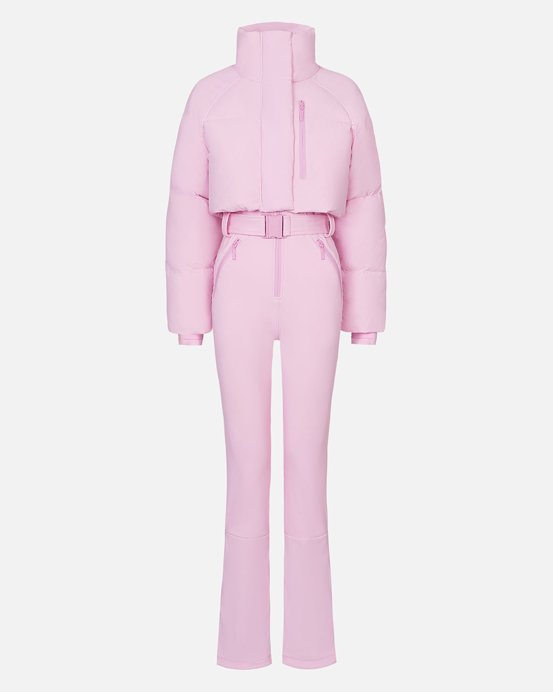 Pink ski suit on a white background #color_peony
