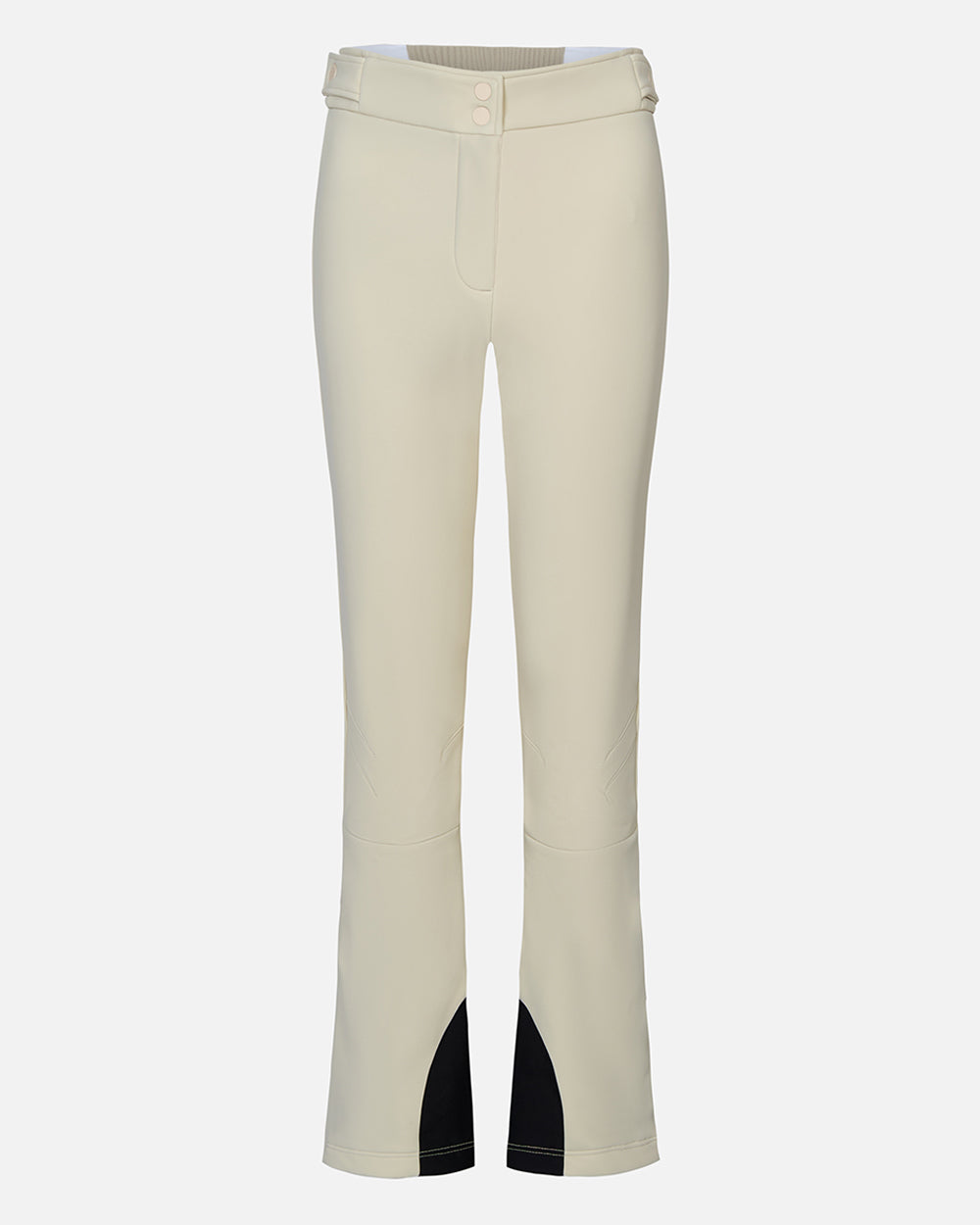 Beige ski pants with black accents on a white background #color_birch