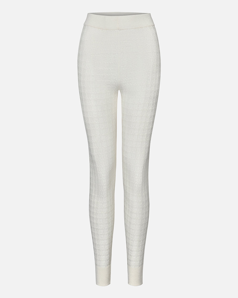 White textured leggings on a light gray background #color_alabaster